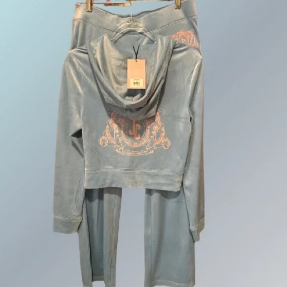 NWT Iconic Juicy Couture “Bling” Velour Tracksuit Pant and Matching Jacket - Picture 6 of 8